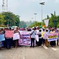 Lagos pensioners protesting over unpaid pension arrears, delayed pension adjustments and other benefits from the state government.