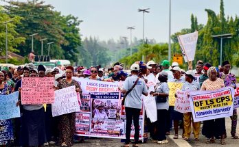 Lagos pensioners protesting over unpaid pension arrears, delayed pension adjustments and other benefits from the state government.