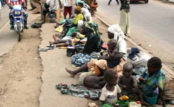 Street beggars on a Lagos road