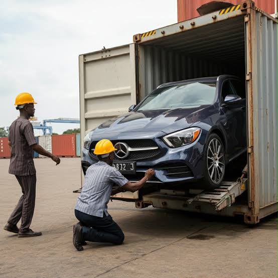 Imported cars awaiting customs clearance in Nigeria