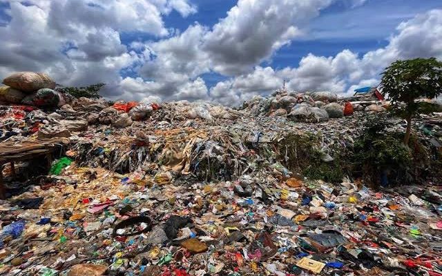Waste and refuse accumulated along a street in Lagos